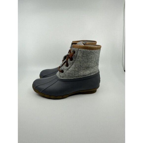 Sperry Saltwater Wool Embossed Duck Boots Gray STS82475 Women's Size 6 Rain boot - Picture 2 of 5